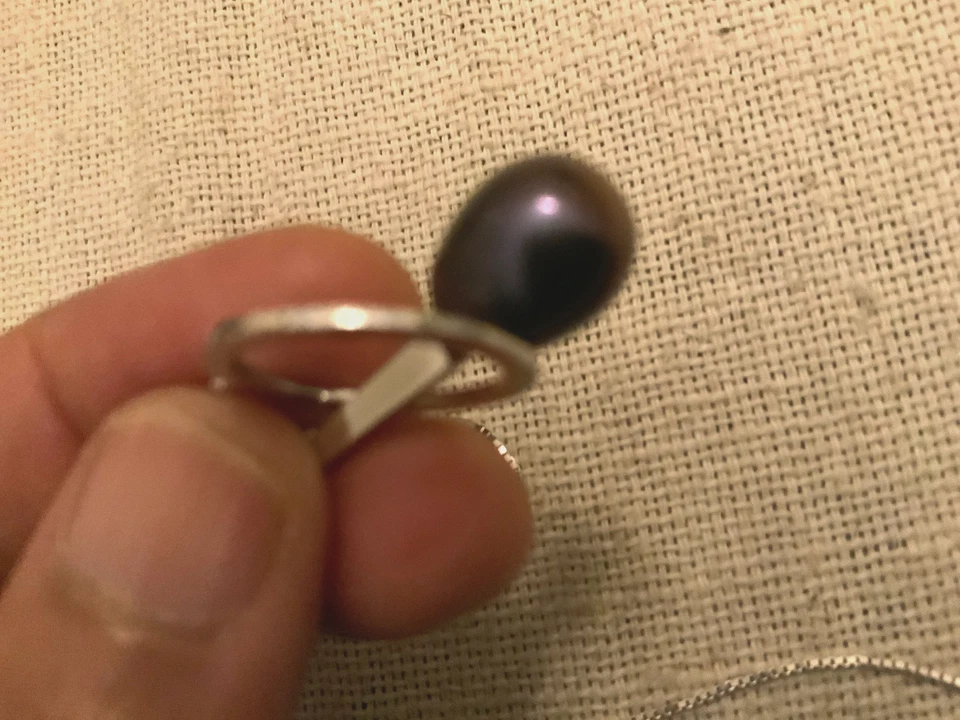 black tahitian cultured pearl 925 sterling silver MCM Lariat adjustable necklace - Image 3 of 4