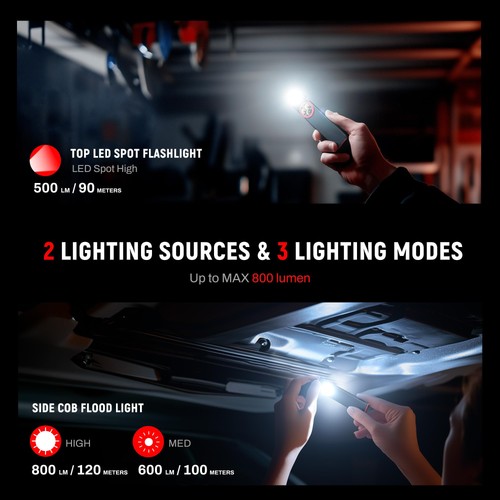 EDC Flashlight, 2 Pack 800Lumen Rechargeable Pocket Flat Flashlight, Magnetic... - Picture 3 of 7