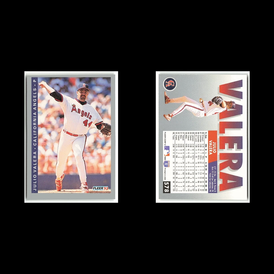 Julio Valera #578 1993 Fleer California Angels Baseball Card MLB NM - Image 3 of 3