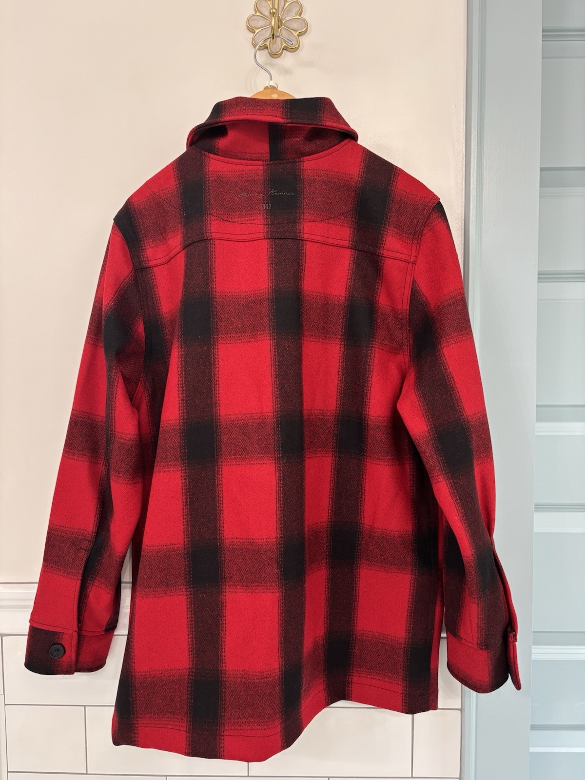 Stormy Kromer Wool Mackinaw Cruiser Coat Red Black Buffalo Plaid Men’s M NEW NWT
