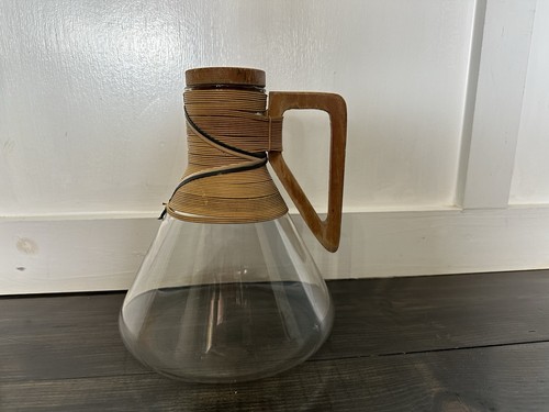 Rare Vintage Mid-Century Pyrex Teak Decanter Carafe Made In The U.SA. Novelty Co - Picture 2 of 7
