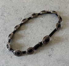 Women s Western Black Braided Leather Belt Silver Medallion Large 36