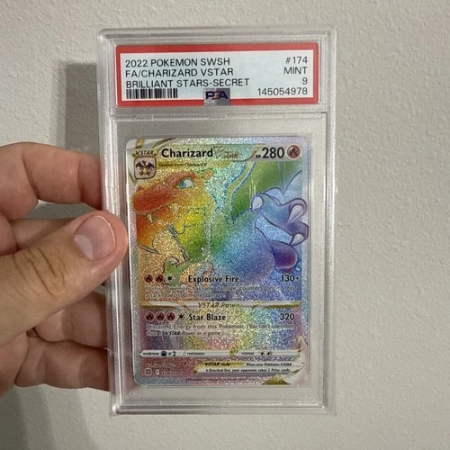 Pokemon Charizard VSTAR Secret Rare 174/172 PSA 9 Mint Brilliant Stars Rainbow