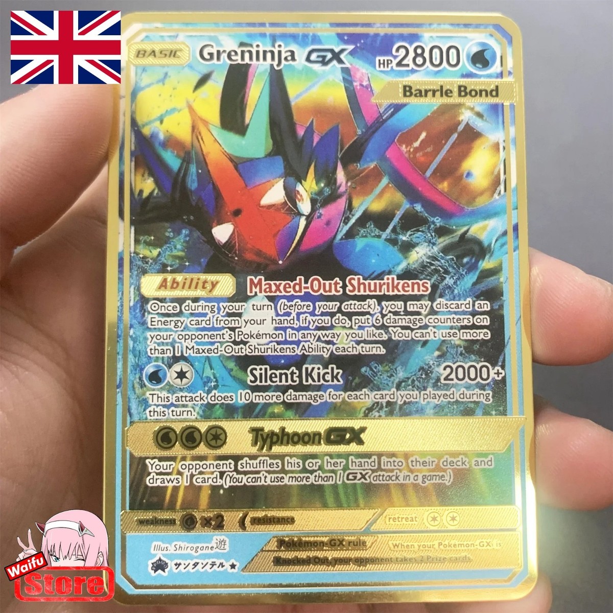 Pokemon Card Greninja GX Pokemon Gold Metal Card - CARTA IN