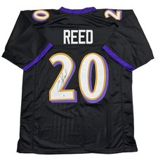 Autographed/Signed Ed Reed Baltimore Black Football Jersey Beckett BAS COA