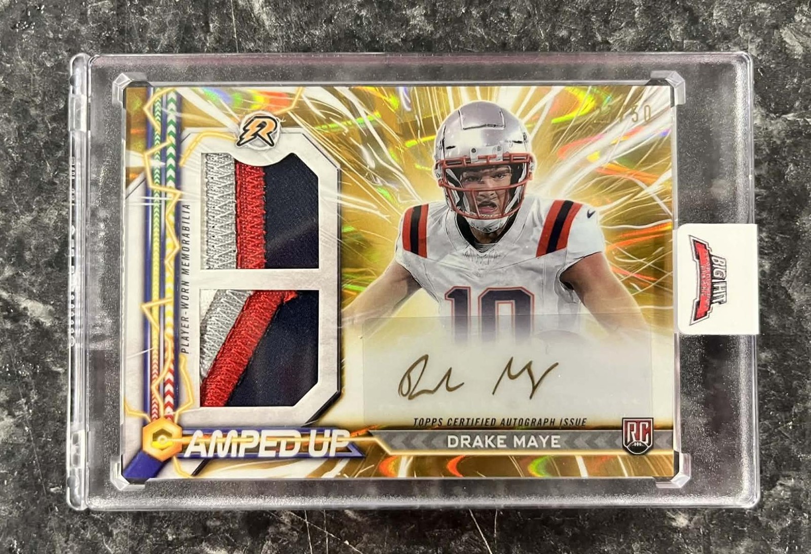 2024 TOPPS RESURGENCE DRAKE MAYE ROOKIE PATCH AUTO GOLD POWER SURGE /50 MEM RC