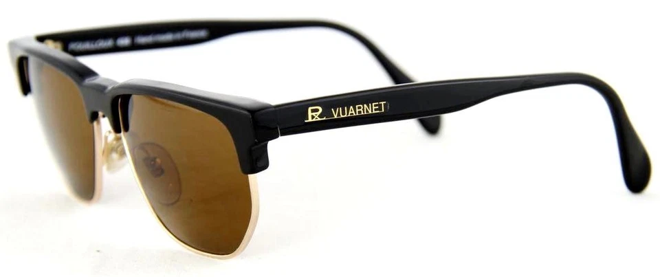 259 $ Nuevo Gafas de sol Vuarnet Vintage 438 Negro PX2000 Vidrio mineral Lente marrón Foto 3 de 4