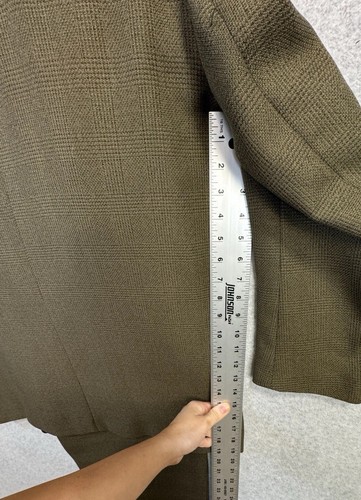 Vintage Di Palma Italia Zweireiher Wollanzug Oliv Glen Plaid 46R Blazer 34x30" - Bild 11 von 24