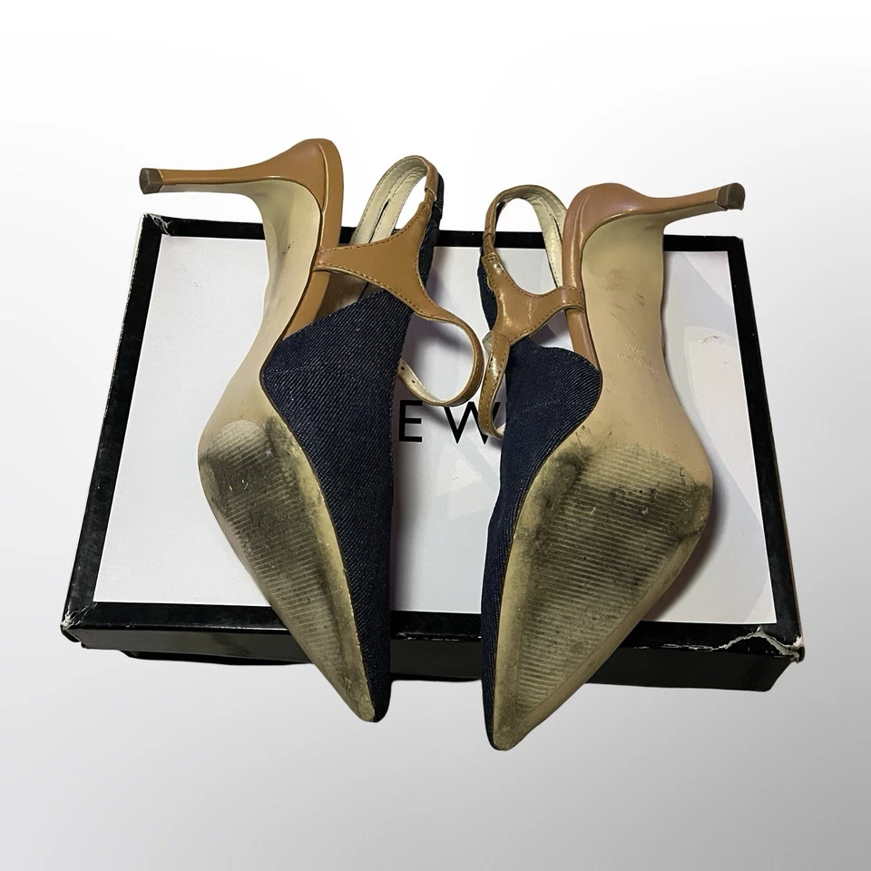 Tacones Nine West para mujer talla 8,5 denim punta punta correa tostada Foto 4 de 4