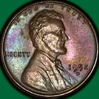 1952-D Colorful Toning Lincoln Wheat Cent Uncirculated UNC Coin #34756