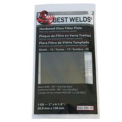 Best Welds Glass Filter Plate, Shade 10, 2 in x 4-1/4 in, Green 3 Pack