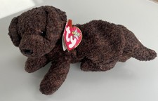 Rare Vintage 2000 Ty Beanie Baby FETCHER the Speckled Brown Labrador puppy BNWT