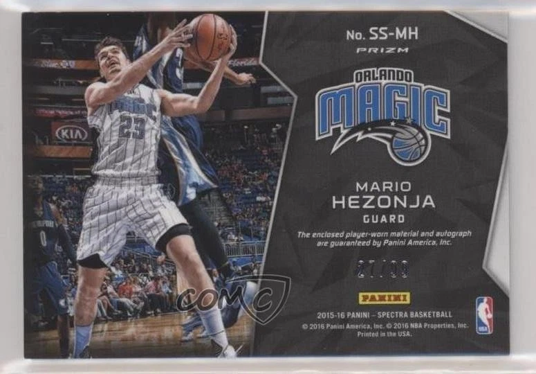 2015-16 Panini Spectra Silver Prizm /99 Mario Hezonja #SS-MH Rookie Auto RC - Image 2 of 2