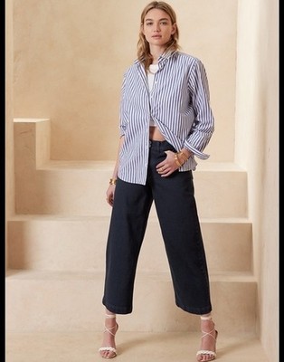 NEW Banana Republic High Rise Wide Leg Crop Coastal Cottage Academia Minimalist