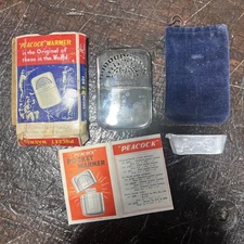 Vintage Peacock Pocket Hand Warmer Complete With Box Made In Japan