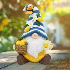 Lemon Gnome Garden Statue Resin Blue Yellow Summer Kitchen Patio Home Decor