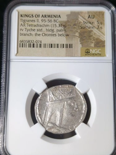 Kings of Armenia AR Tetradrachm NGC AU 68335832-074