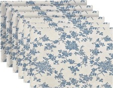 Pastoral 100 Polyester Fabric Placemats for Dining Table Set of 6