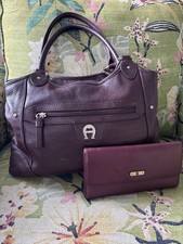Vintage Etienne Aigner Red Brown Leather Shoulder Handbag Oxblood Slim Wallet
