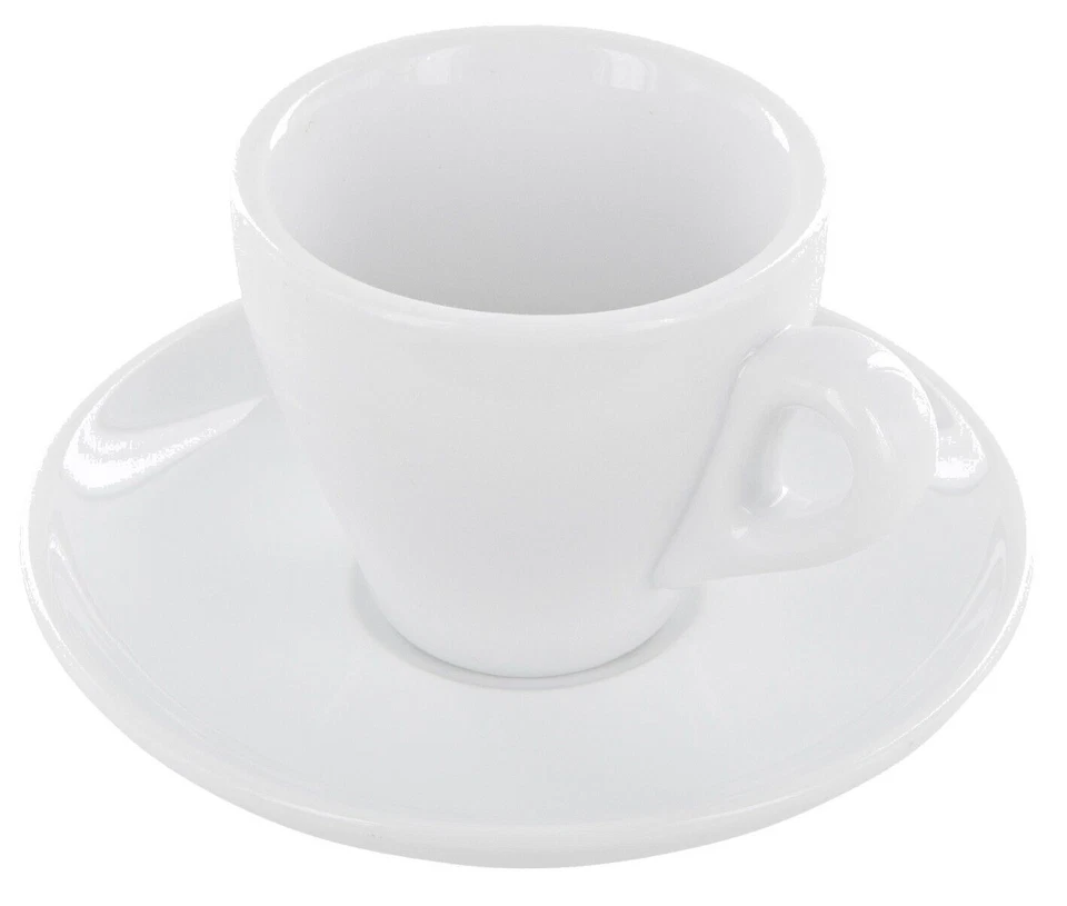 6er Tassenset Italia Porzellan Espressotassen mit Untertasse weiß dickwandig - Bild 2 von 4