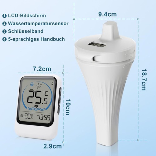 Thermometer für Pool Wasser Schwimmbad Wireless Poolthermometer Temperaturfühler - Bild 8 von 9