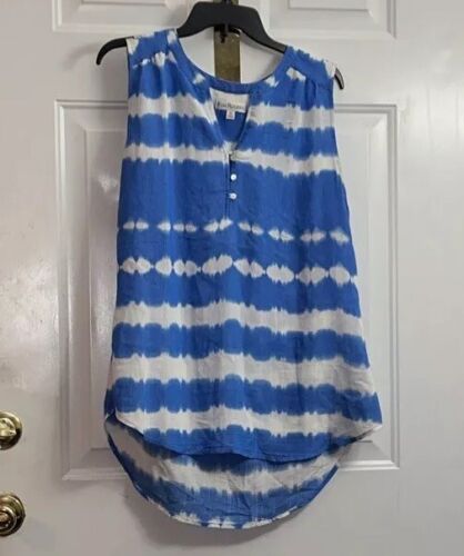 KIM ROGERS Top Shirt blau weiß Tye Dye Gr. XL ärmellos Kreuzfahrt Sommer Strand