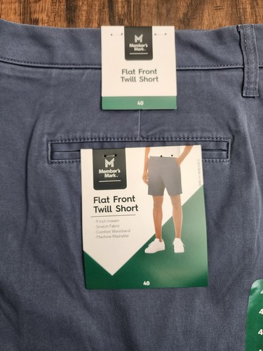 Pantalones Cortos Member's Mark Para Hombre Todos los Días Frente Plano Sarga Azul Índigo Lavado, 40, 9" - Imagen 3 de 4