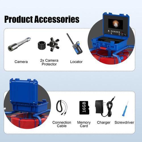 Sewer Pipe Inspection Camera Meter Counter Self-Leveling 512HZ Locator 7mm Cable - Picture 13 of 24