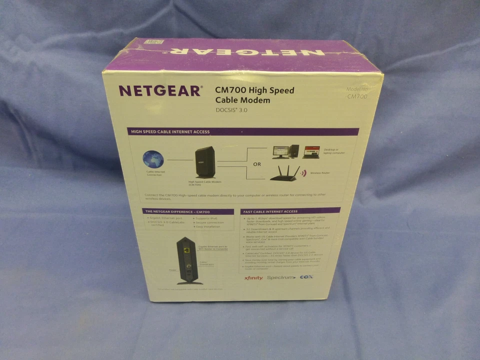 NETGEAR CM700-100NAR High Speed DOCSIS 3.0 Cable Modem -Brand New & Sealed - Image 3 of 4