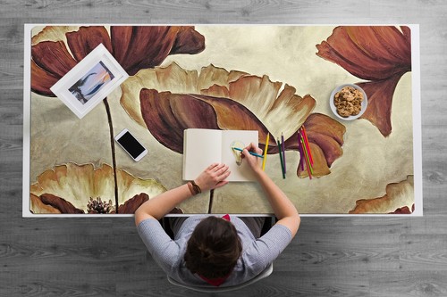 Peinture Grand Coquelicots Bureau Top Tapis Protecteur pour Ordinateur Portable 120x60 - Photo 2/5