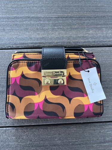 Vera Bradley Modern Lights Push lock Wallet Leather Trim Fold Over NWT - Picture 1 of 7