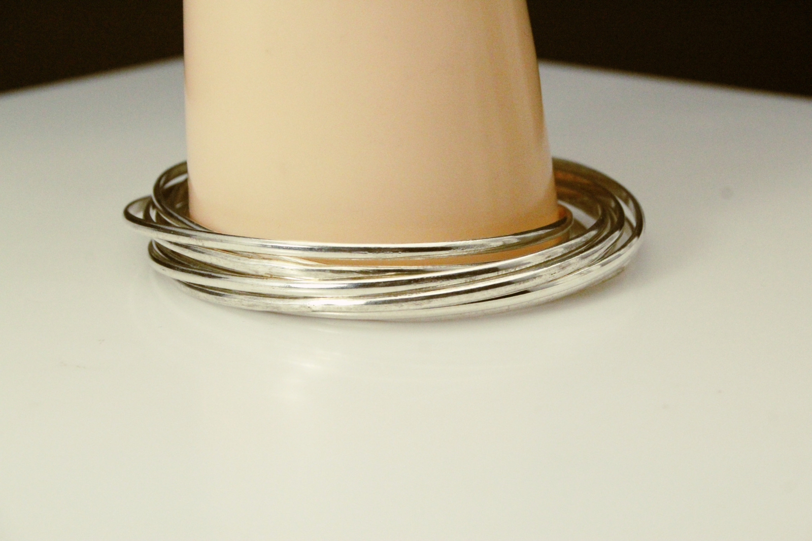 Interlocking 10 Bangle Sterling Silver 925 Bracel… - image 1