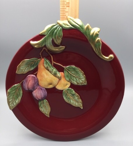 Fitz and Floyd Renaissance Canape Plate Red Burgundy with Pears & Plums Nice - Picture 9 of 10