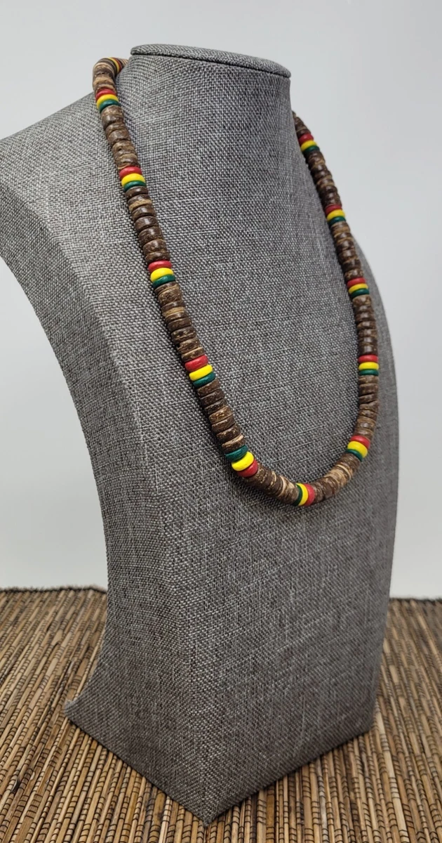 Rasta wood bead necklace deals