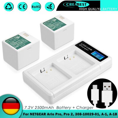 2× VM4030 VMA4400 A-1 A-1B Akku + Ladegerät Für Netgear Arlo Pro Pro2 VMC4030