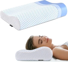 Contour Memory Foam Neck Pillow - Cervical Pillow for Neck Shoulder Pain Relief