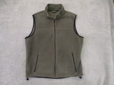 Eddie Bauer Polartec Vest Mens Large Gray Full Zip Fleece Pockets Waist Ties
