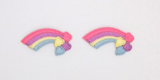 2 pack of Pastel Rainbows w/Hearts Embroidered Patches/Iron on/Crafts/1.5" x 1"