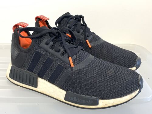 Mens ADIDAS NMD R1 Core Black Solar Orange Sneakers US 9 #20156 - Picture 1 of 8