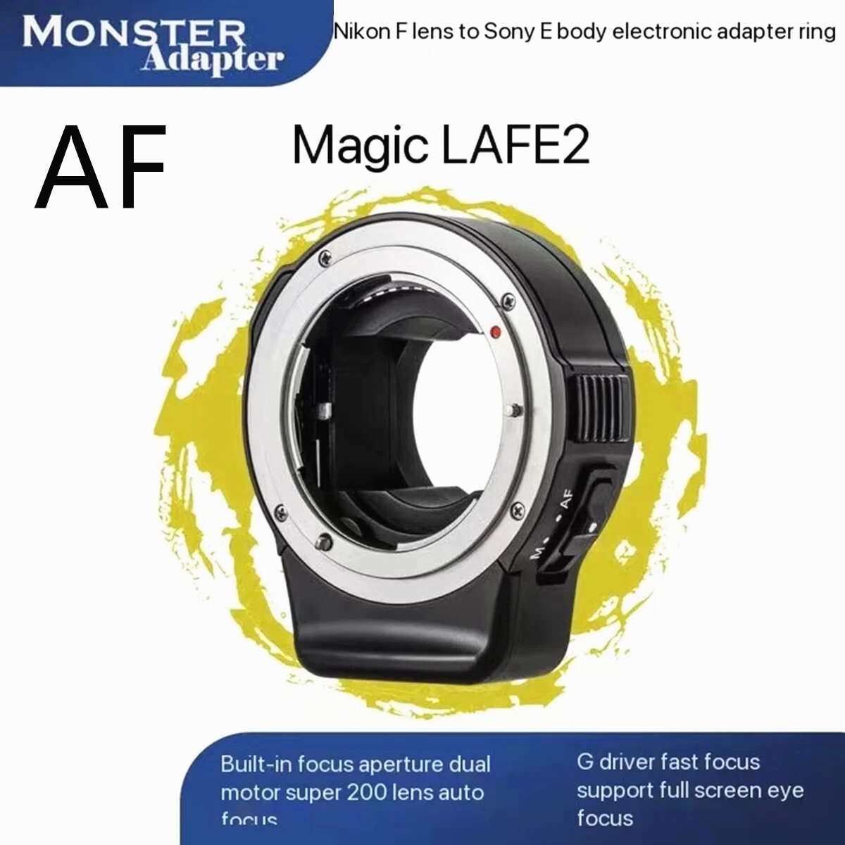 Monster Adapter LA-FE2 Auto Focus Lens Adapter for Nikon F Lens to