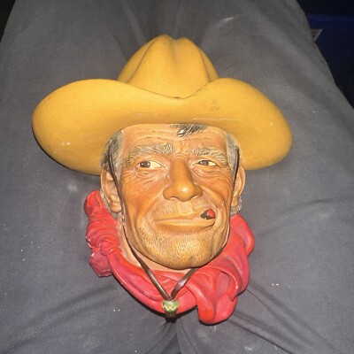 Rare Vintage Bossons Chalkware Head 1967 ''Rawhide'' Made in Eng Cowboy Figure