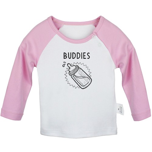 Twins Baby Drinking Buddies Humor Newborn Baby T-shirts Toddler Graphic Tee Tops - Picture 17 of 27