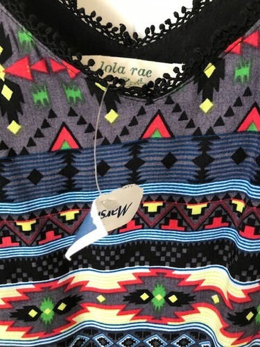 Lola Rae Summer Dress Sz L NWT Southwest Handkerchief Midi Hem Blue Red Yellow - Picture 7 of 9