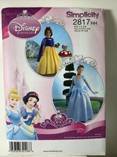 Disney Simplicity 2817 Snow White Cinderella Princess Dress Girls Costume Sz 3-6