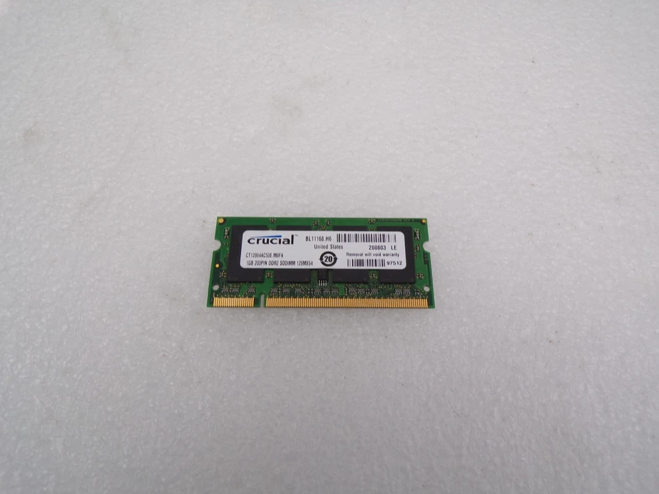 Crucial CT12864AC667 Memory Module - 1GB - SO DIMM 200-pin - DDR II 128MX64 Used - Image 2 of 4