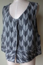 Flax Designs Linen Jaunty Vest L Nwot Ebony Chevron