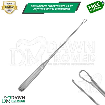 Sims Uterine Curettes Size 2 11'' Sharp Blade OB/GYN Surgical Instrument German G