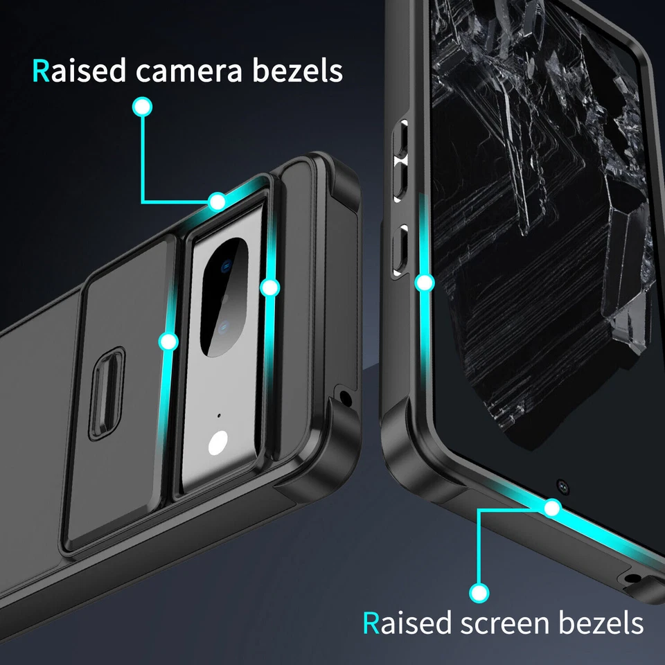 适用于谷歌 Pixel 9 Pro XL /8A/7 幻灯片相机镜头重型坚固外壳保护套 — 第 4/4 张图片