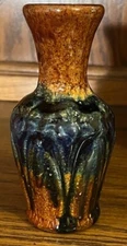 Brush McCoy Amaryllis Vase, Blue & Brown, Rare Form, 1920s, Mint Condition!
