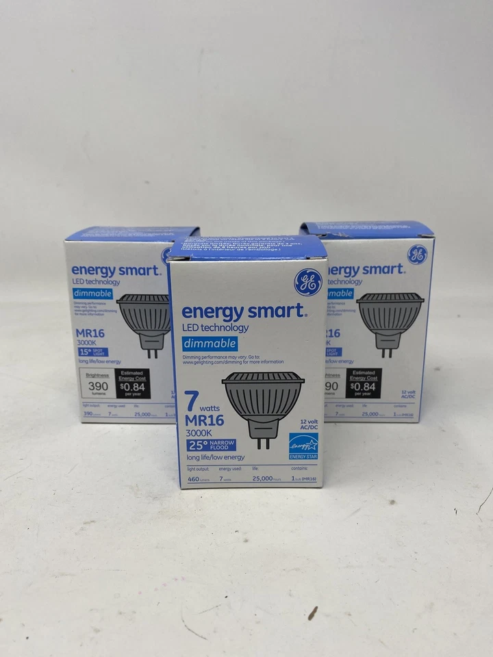 Set Of 3 General Electric GE LED Energy Smart Dimmable 7 Watt Narrow Flood Bulbs - Image 2 of 4